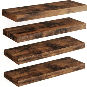 Rustic Wood Finish Floating Shelves