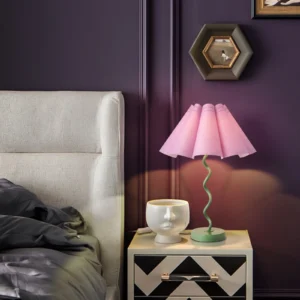 Purple Funky Table Lamp with Pleated Lamp Shape