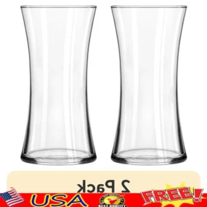 Clear Glass 8 Inch Floral Vase 2 Pack Elegant Design