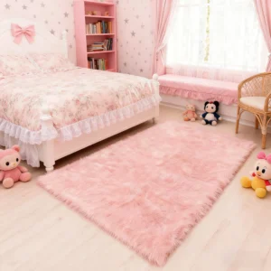 Fluffy Fuzzy Polyester Area Rug for Bedroom & Living Room